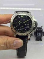 Swiss Grade Lumnor Panerai Daylight Chronograph Watch SS Black Chronograph